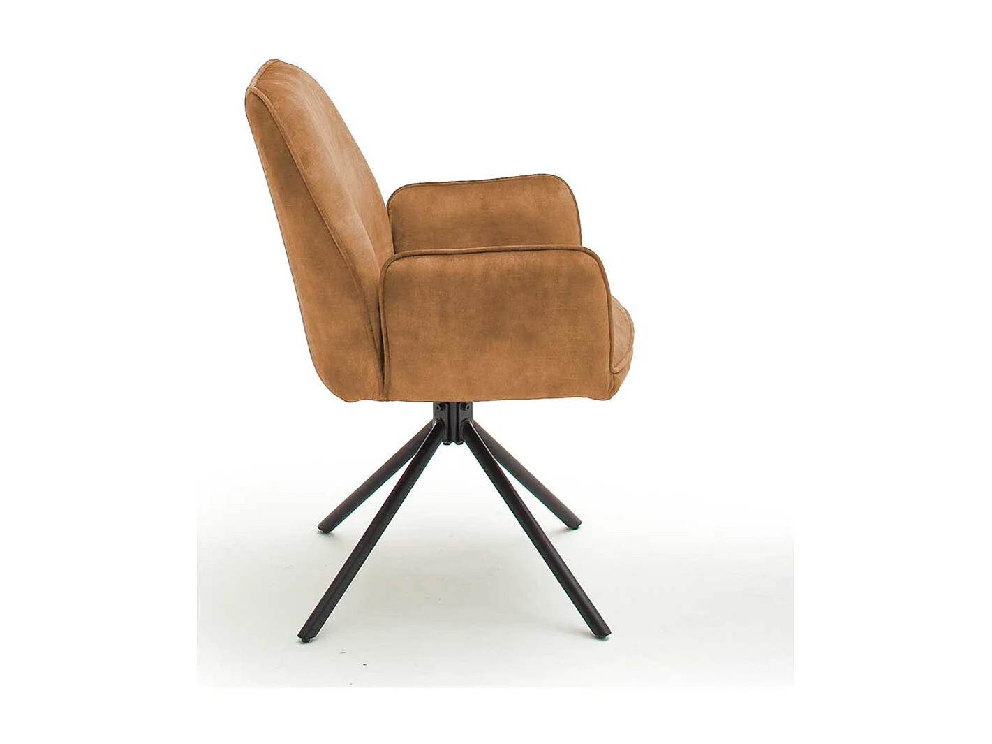 Drehbare Polsterstühle in Ocker Gelb und Schwarz Armlehnen (2er Set)