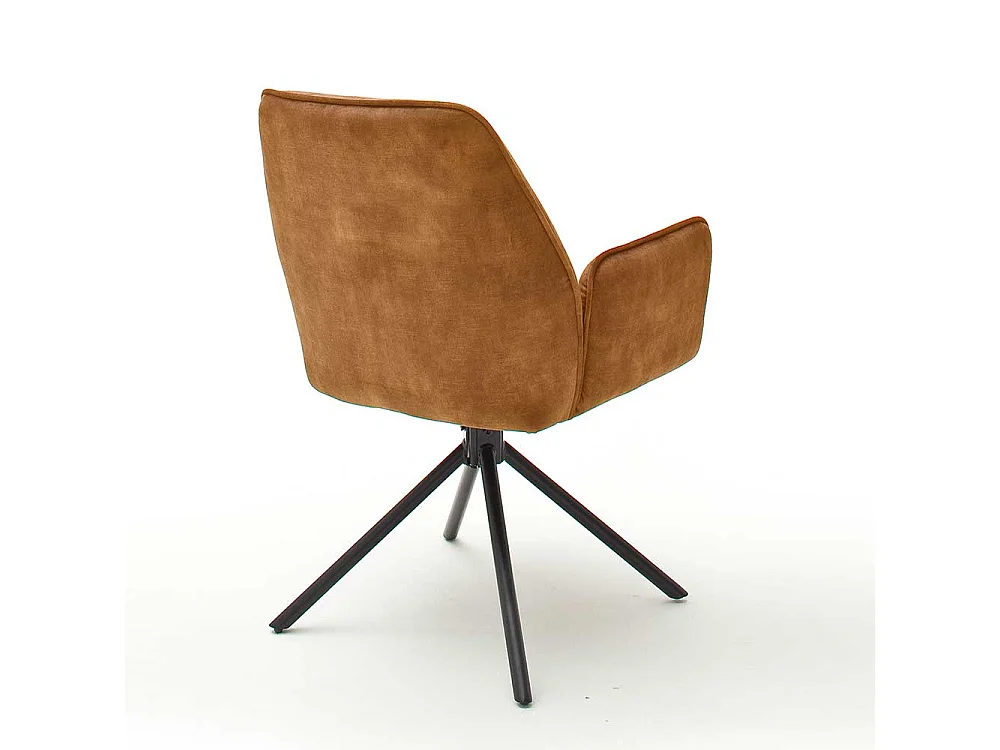 Drehbare Polsterstühle in Ocker Gelb und Schwarz Armlehnen (2er Set)