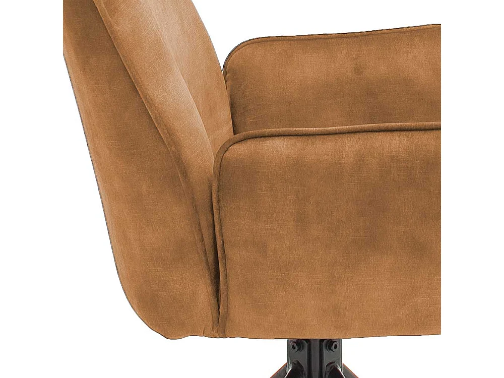 Drehbare Polsterstühle in Ocker Gelb und Schwarz Armlehnen (2er Set)