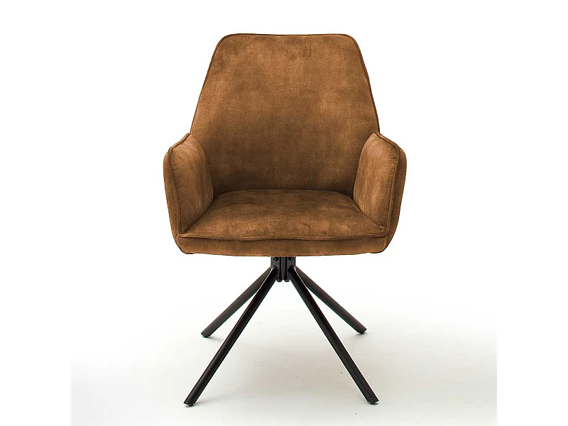 Drehbare Polsterstühle in Ocker Gelb und Schwarz Armlehnen (2er Set)