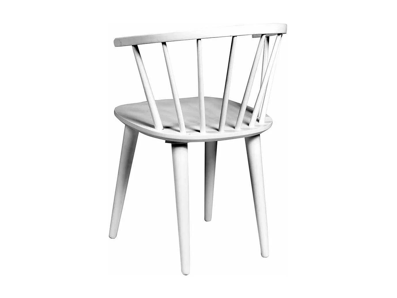 Holzstuhl in Weiß mit halbrunder Lehne (2er Set)