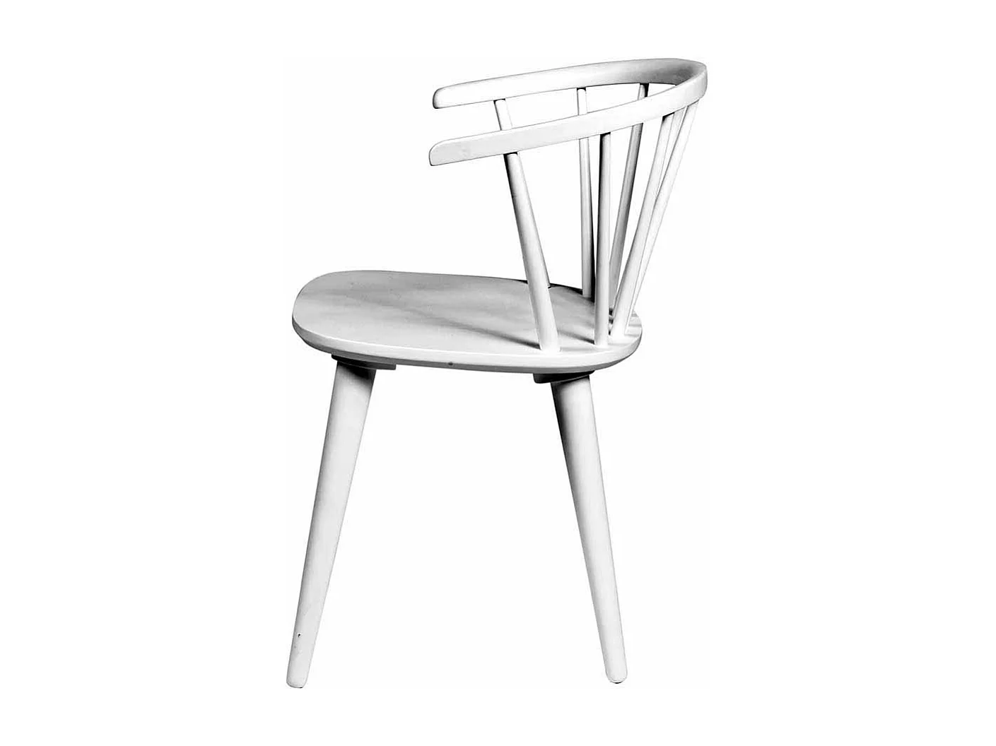 Holzstuhl in Weiß mit halbrunder Lehne (2er Set)