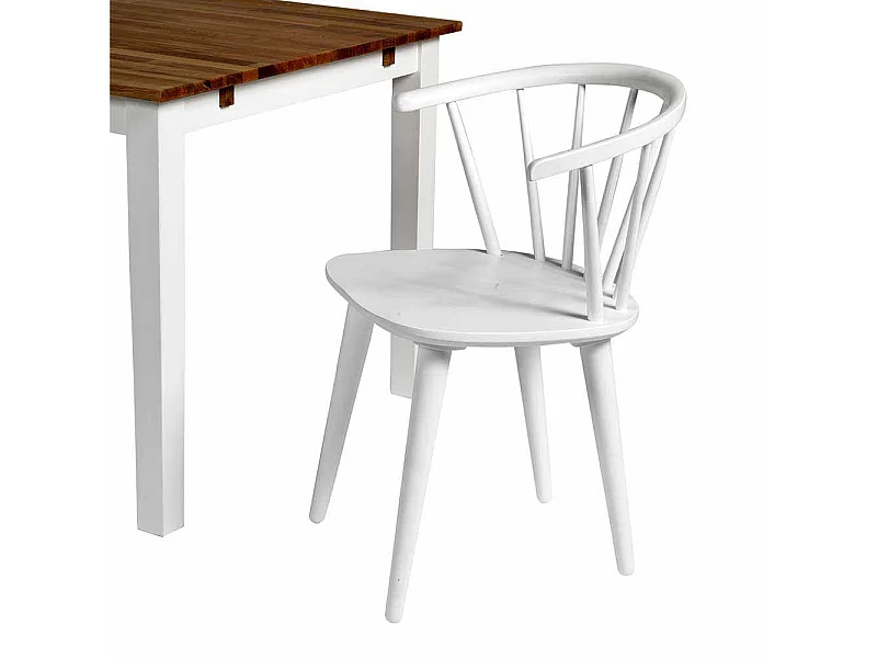 Holzstuhl in Weiß mit halbrunder Lehne (2er Set)
