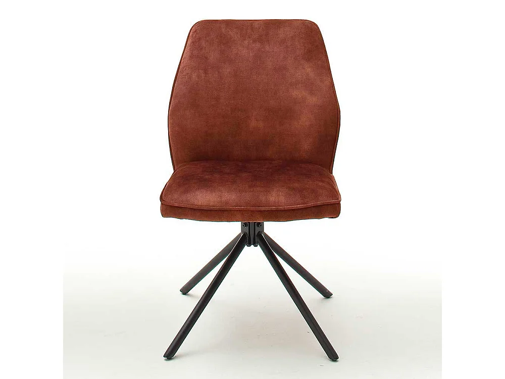 Drehbare Polsterstühle in Rostfarben Velours Metallgestell (2er Set)