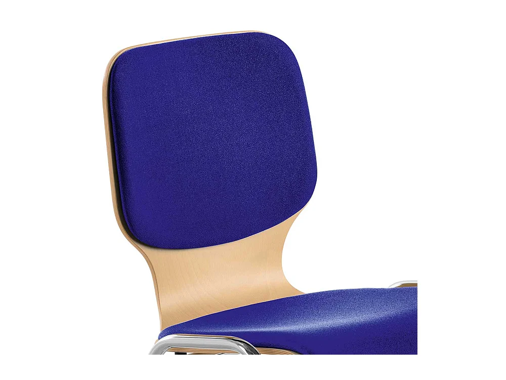 Blauer Stapelstuhl mit Reihenverbinder Gestell aus Metall