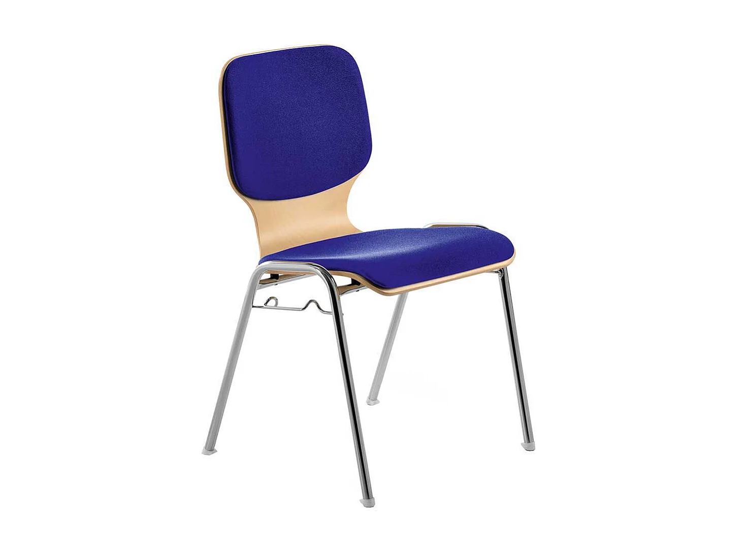 Blauer Stapelstuhl mit Reihenverbinder Gestell aus Metall