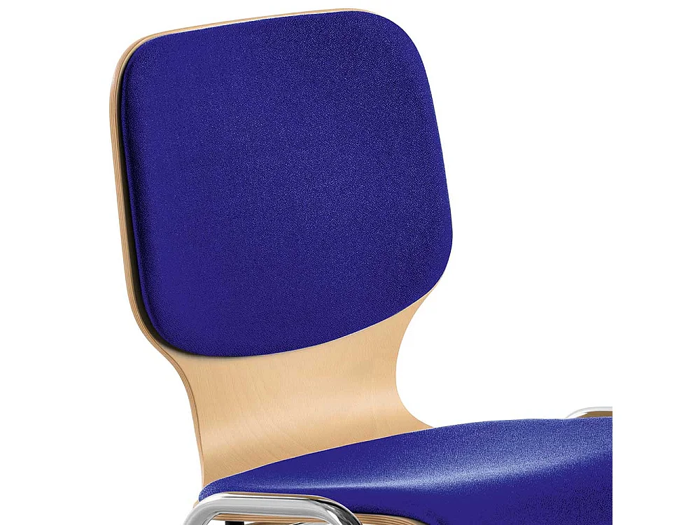 Blauer Stapelstuhl mit Reihenverbinder Gestell aus Metall