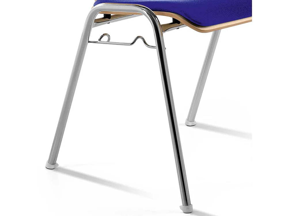 Blauer Stapelstuhl mit Reihenverbinder Gestell aus Metall