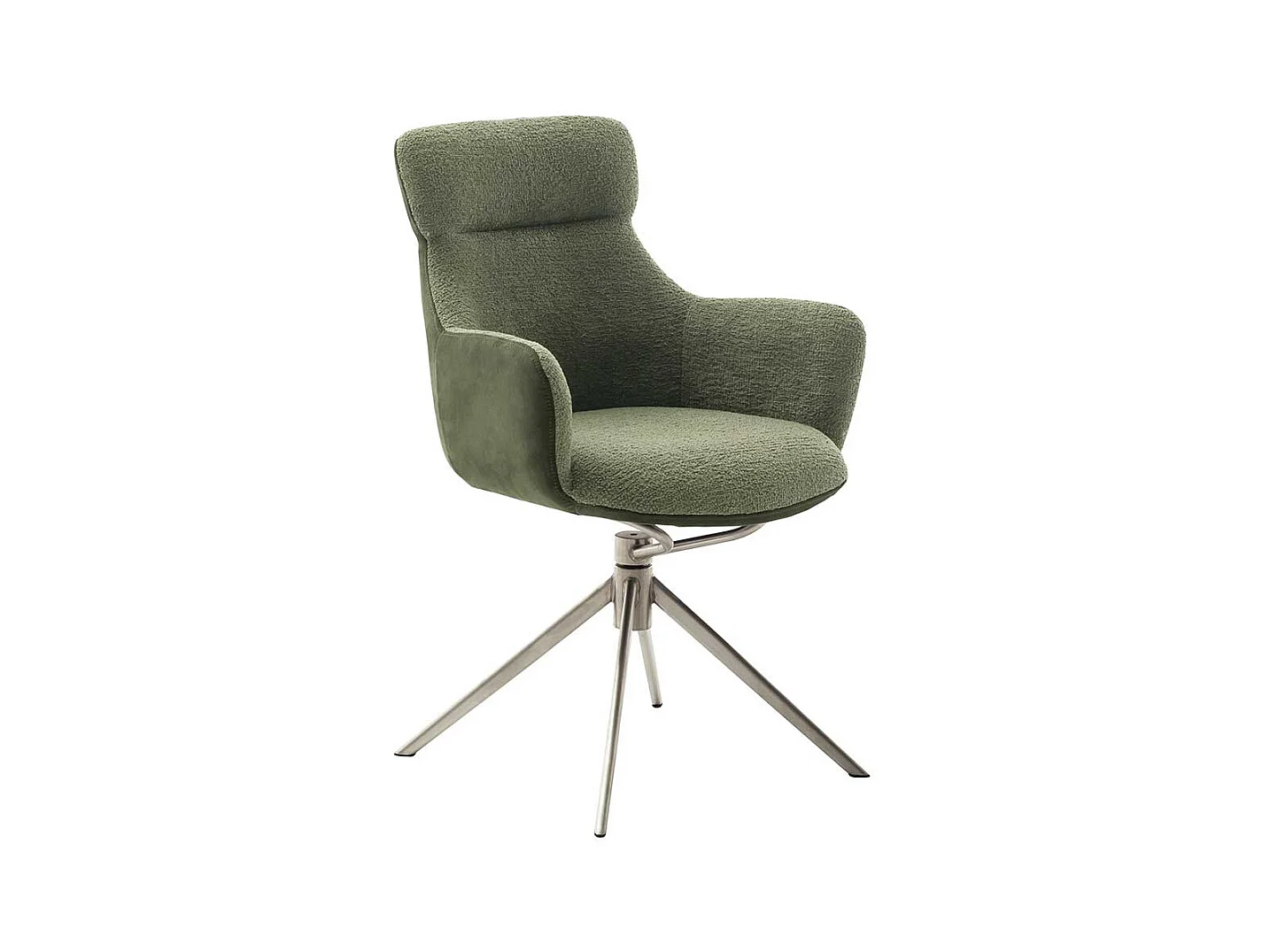 Armlehnstuhl in Oliv Grün Edelstahlfarben (2er Set)