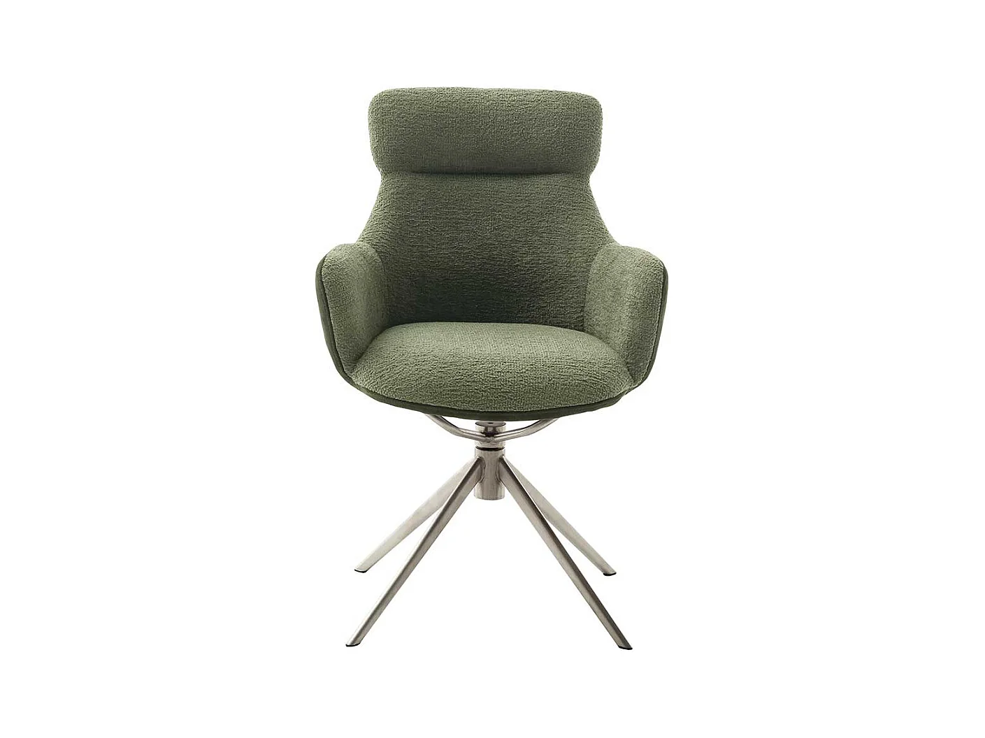 Armlehnstuhl in Oliv Grün Edelstahlfarben (2er Set)
