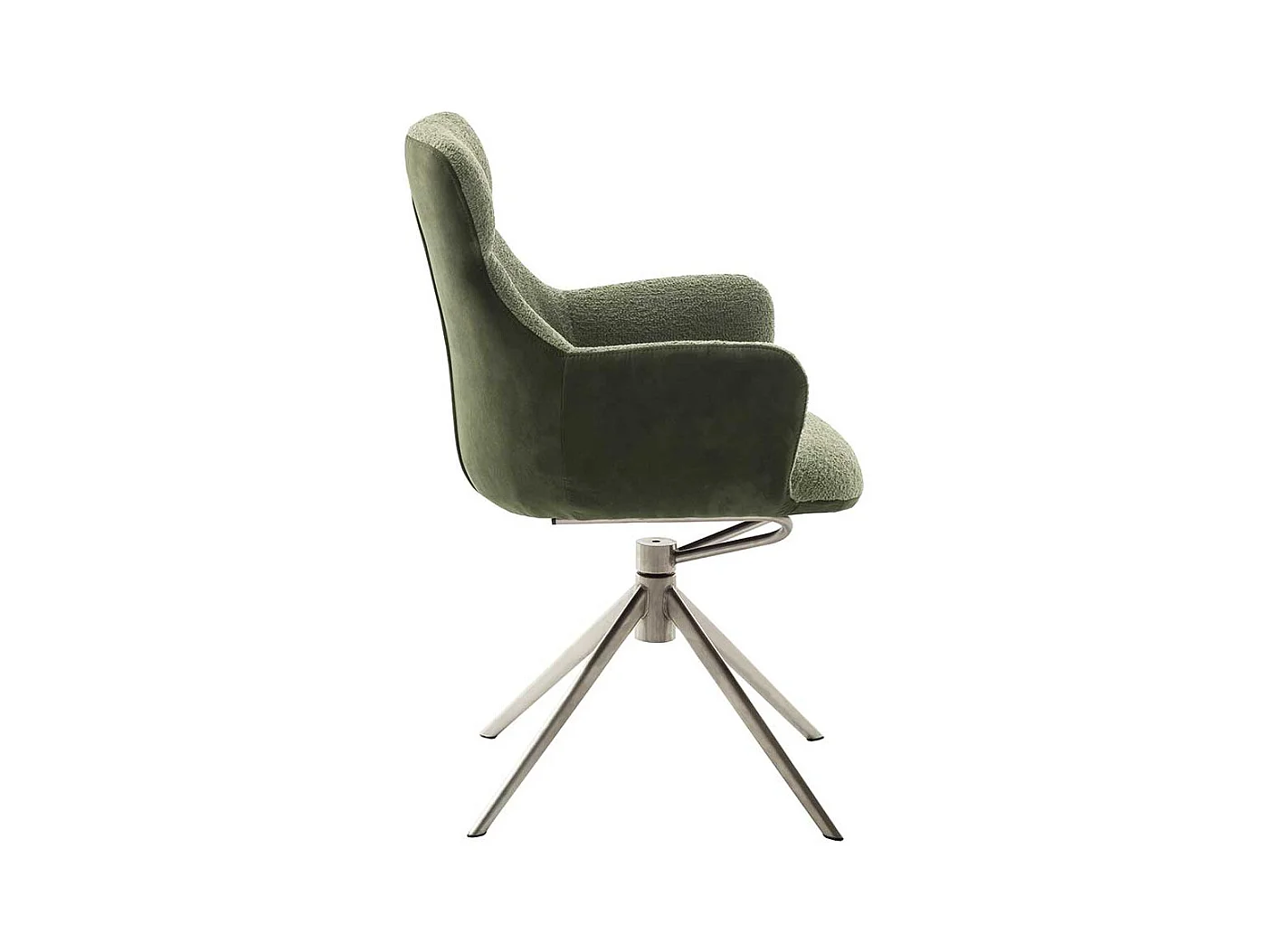 Armlehnstuhl in Oliv Grün Edelstahlfarben (2er Set)