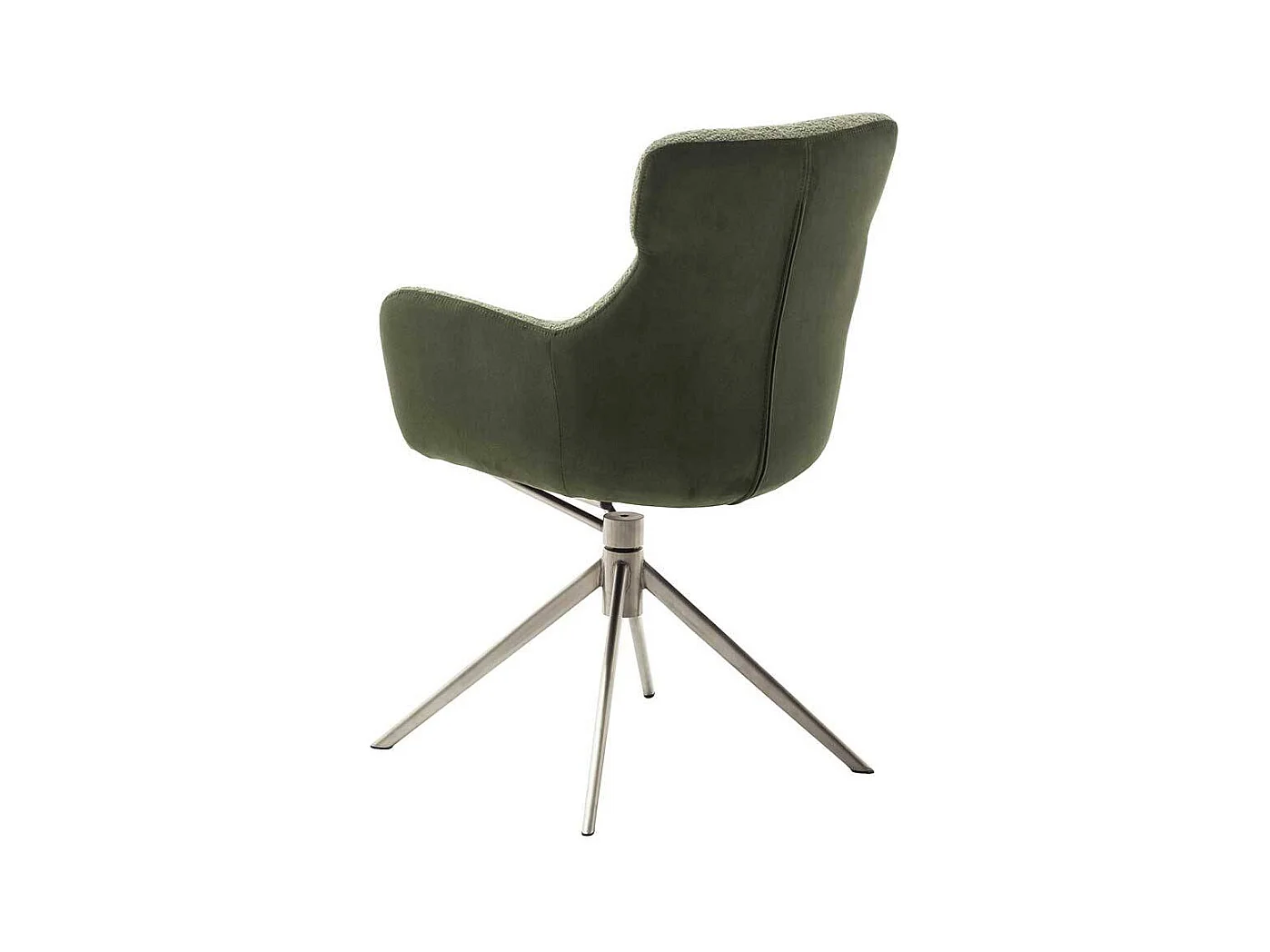 Armlehnstuhl in Oliv Grün Edelstahlfarben (2er Set)