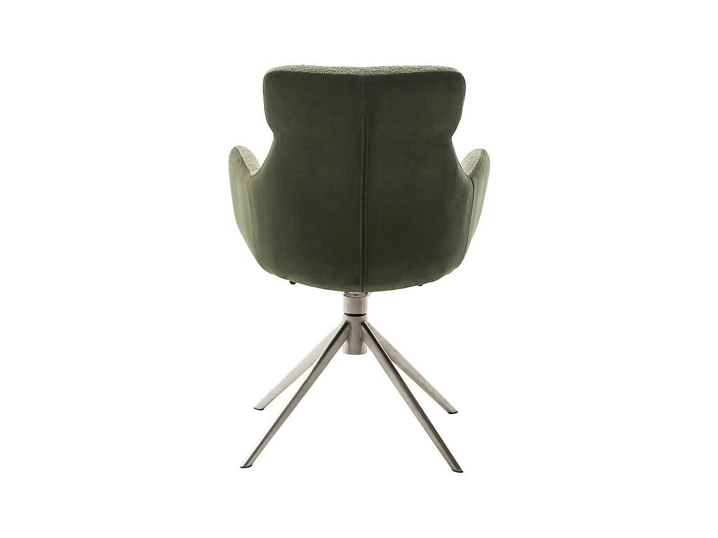 Armlehnstuhl in Oliv Grün Edelstahlfarben (2er Set)