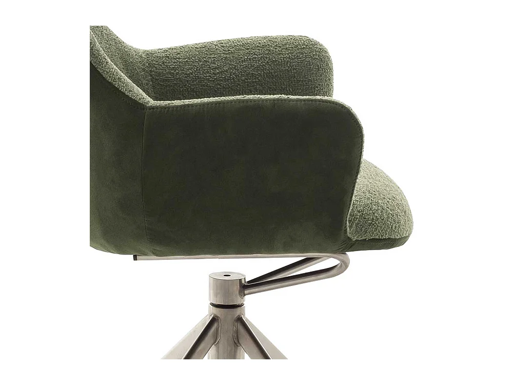 Armlehnstuhl in Oliv Grün Edelstahlfarben (2er Set)