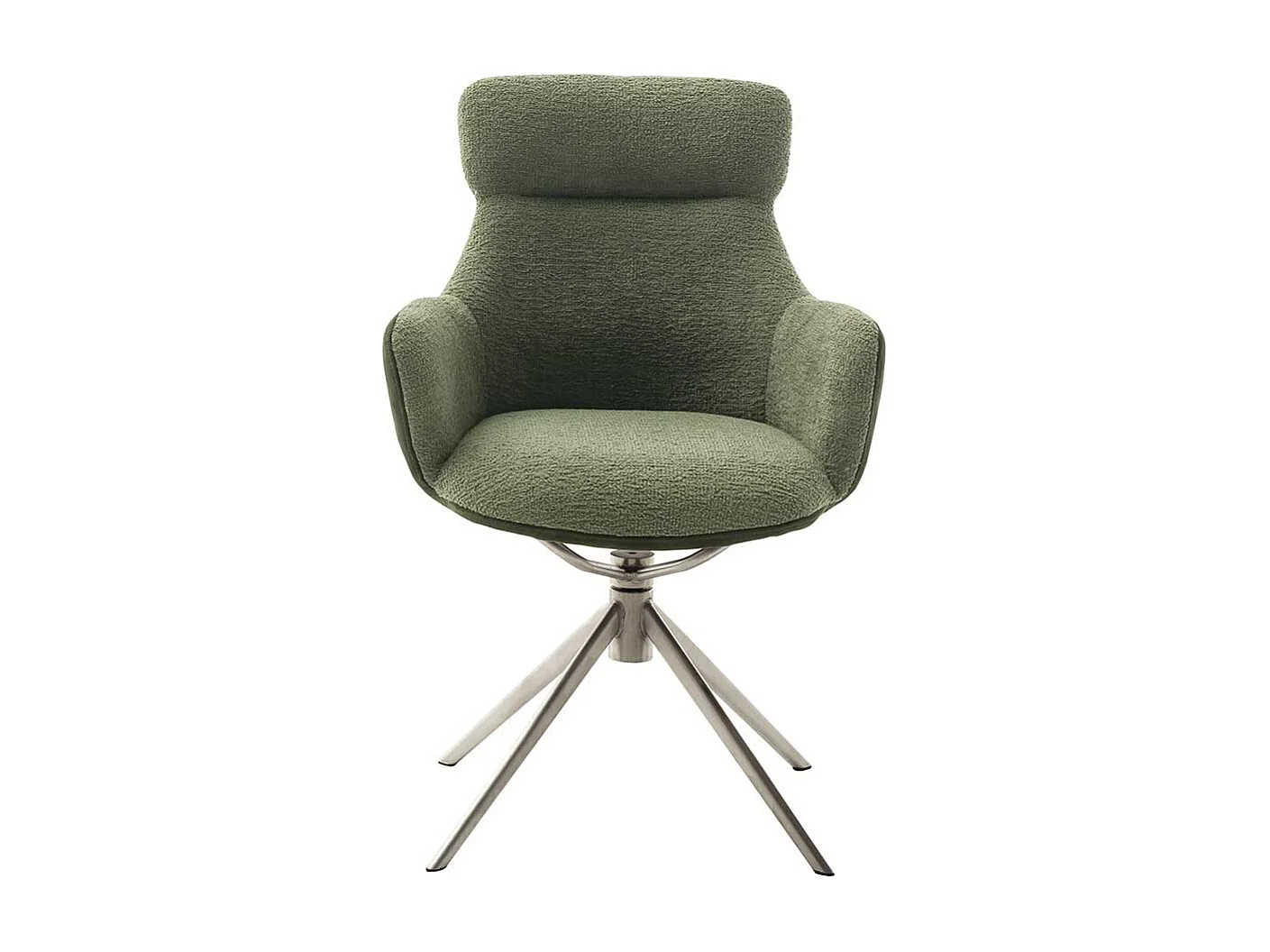 Armlehnstuhl in Oliv Grün Edelstahlfarben (2er Set)