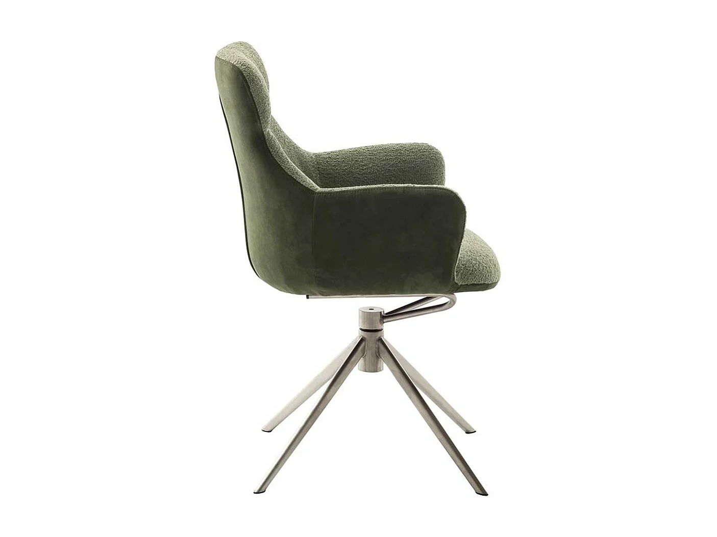 Armlehnstuhl in Oliv Grün Edelstahlfarben (2er Set)