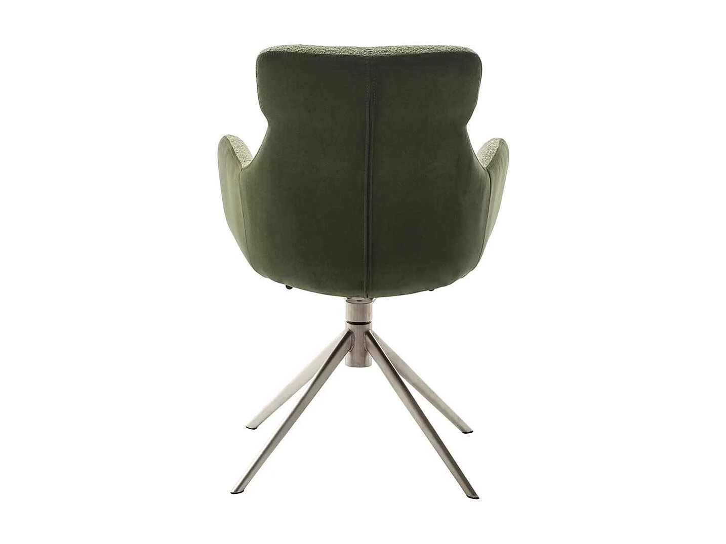 Armlehnstuhl in Oliv Grün Edelstahlfarben (2er Set)