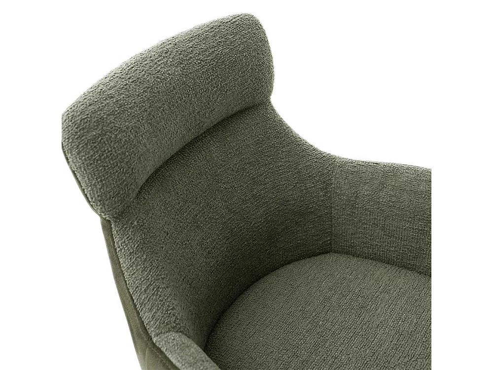 Armlehnstuhl in Oliv Grün Edelstahlfarben (2er Set)