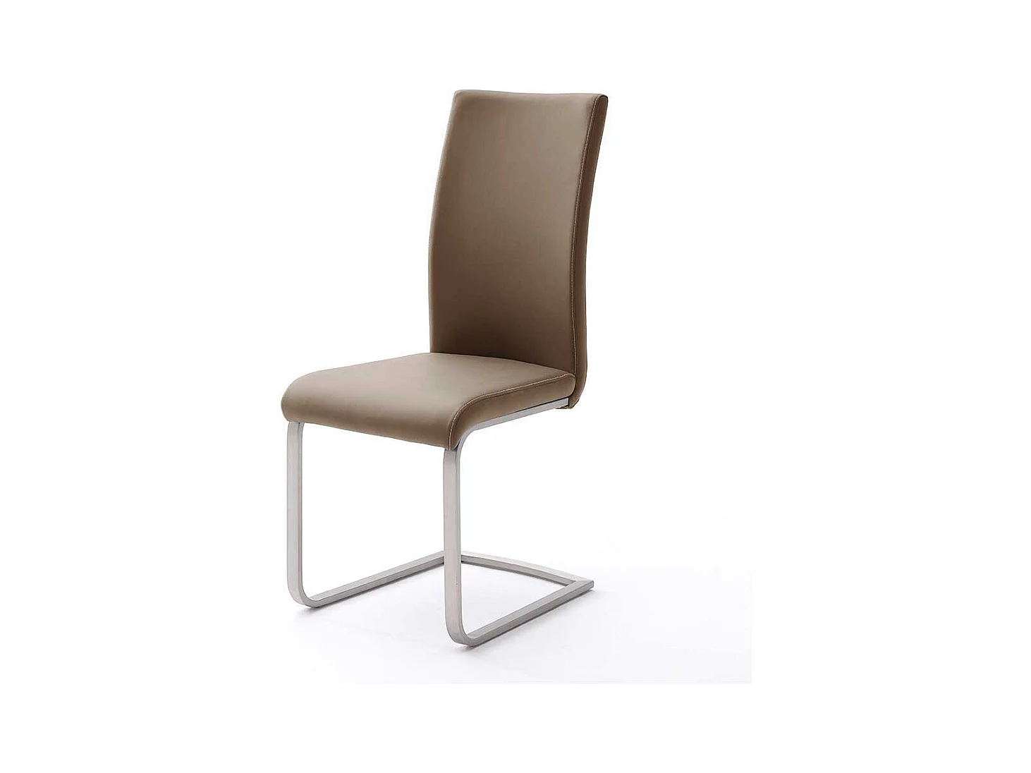 Schwingstuhl in Hellbraun Kunstleder Edelstahl (4er Set)