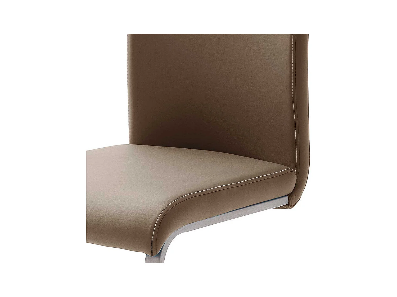 Schwingstuhl in Hellbraun Kunstleder Edelstahl (4er Set)