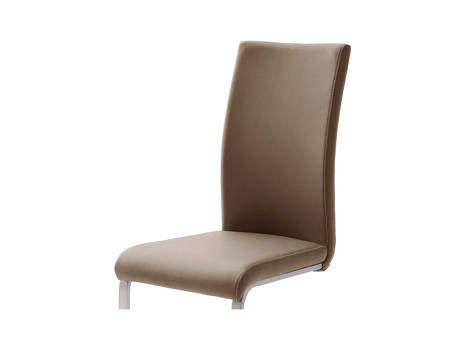 Schwingstuhl in Hellbraun Kunstleder Edelstahl (4er Set)