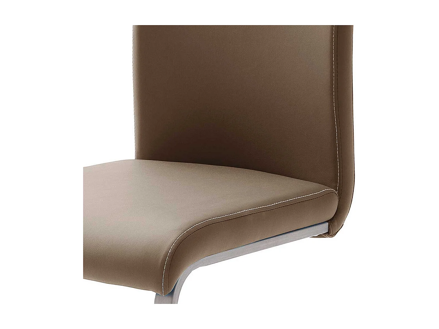 Schwingstuhl in Hellbraun Kunstleder Edelstahl (4er Set)