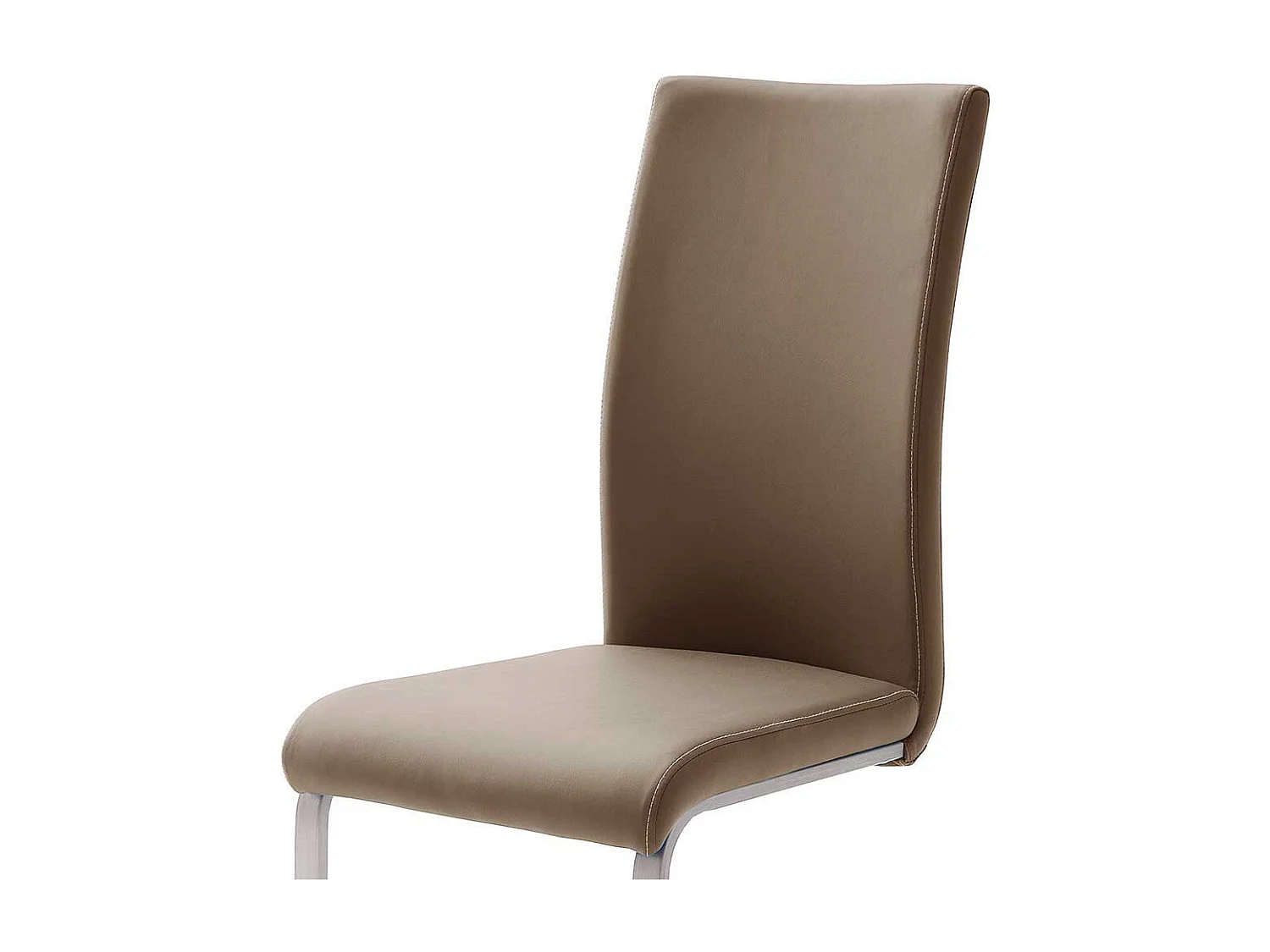 Schwingstuhl in Hellbraun Kunstleder Edelstahl (4er Set)