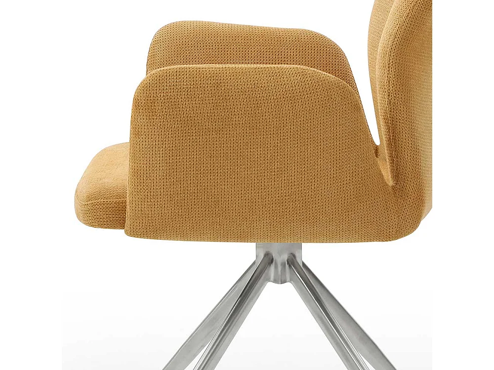 Esstisch Drehstuhl in Gelb und Silber Armlehnen