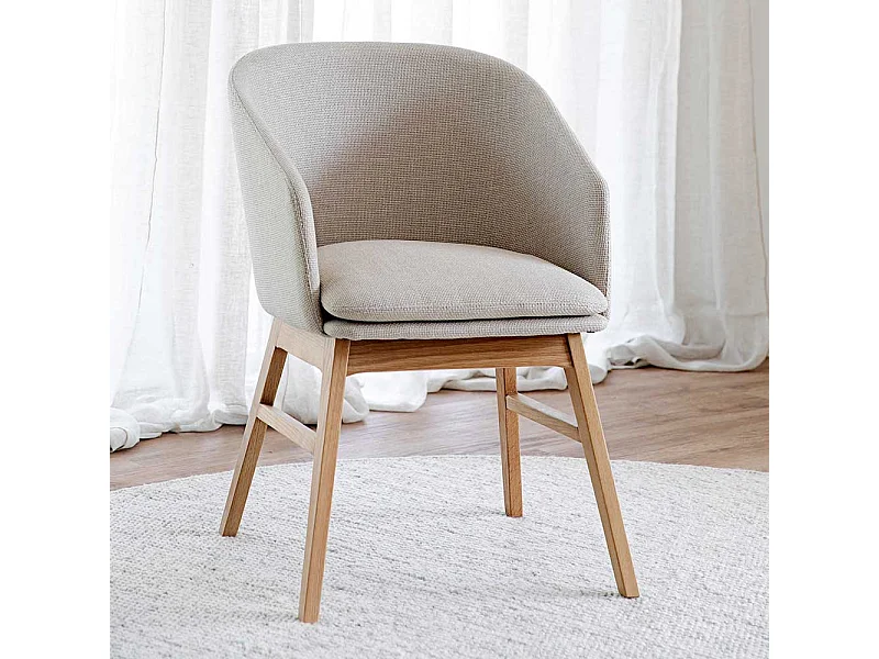 Esszimmerarmlehnstuhl Set in Beige Eichefarben (2er Set)