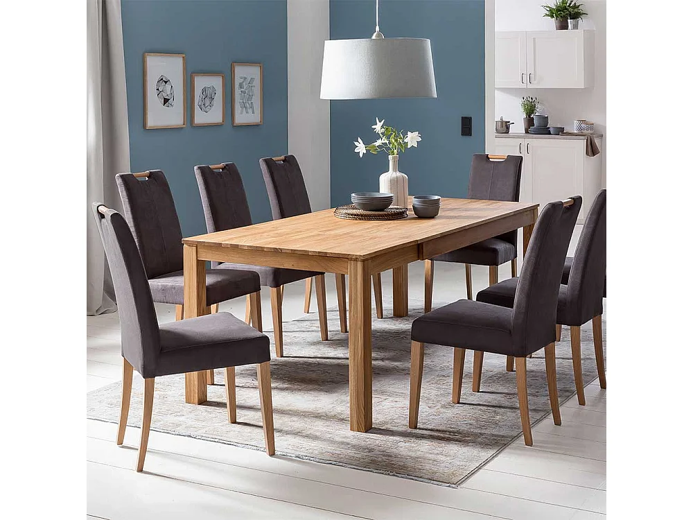 Essstuhl in Anthrazit Gestell aus Massivholz Eiche (2er Set)