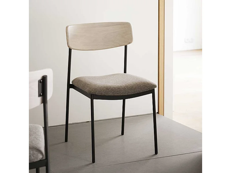 Stuhl Küche Esstischstuhl mit Gestell aus Metall und Rückenlehne aus Holz (2er Set)