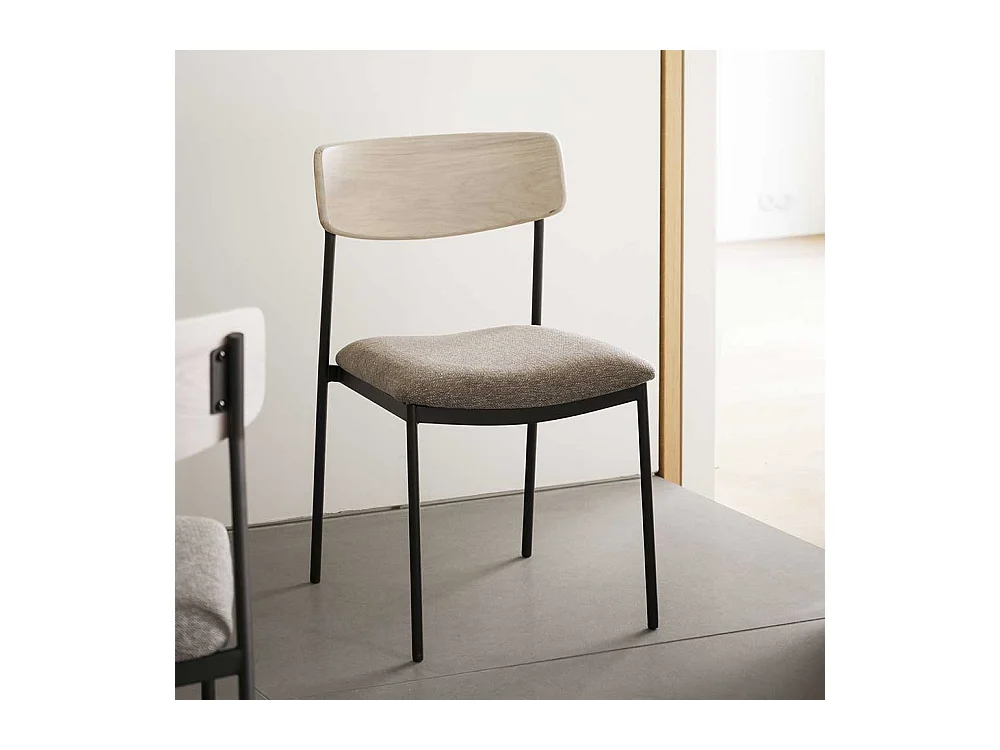 Stuhl K�che Esstischstuhl mit Gestell aus Metall und R�ckenlehne aus Holz (2er Set)