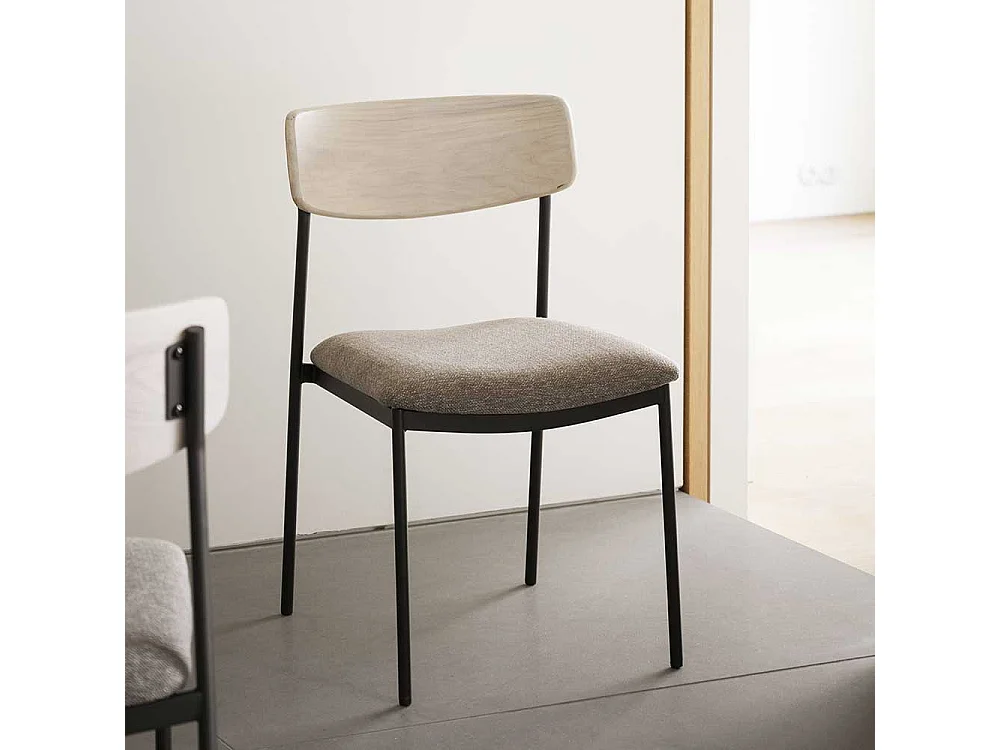 Stuhl Küche Esstischstuhl mit Gestell aus Metall und Rückenlehne aus Holz (2er Set)