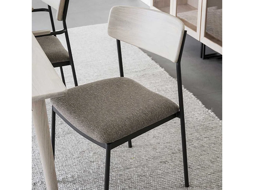 Stuhl Küche Esstischstuhl mit Gestell aus Metall und Rückenlehne aus Holz (2er Set)