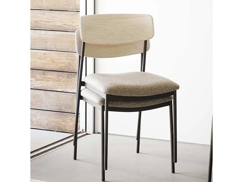 Stuhl Küche Esstischstuhl mit Gestell aus Metall und Rückenlehne aus Holz (2er Set)