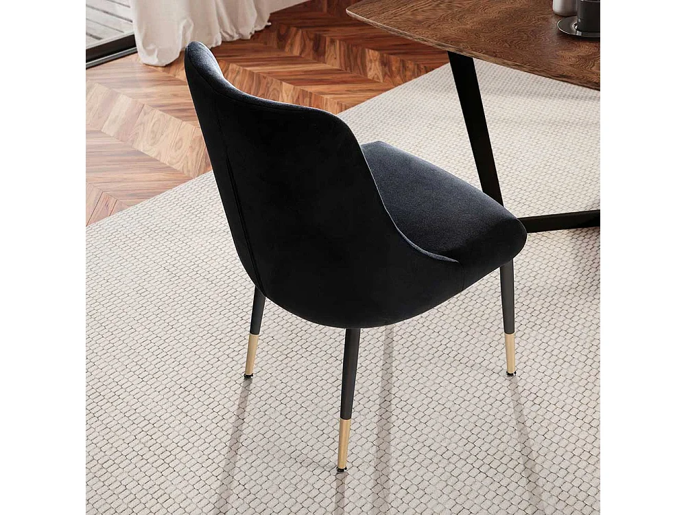 Esstischstuhl Polsterstuhl Esszimmer in Schwarz und Goldfarben