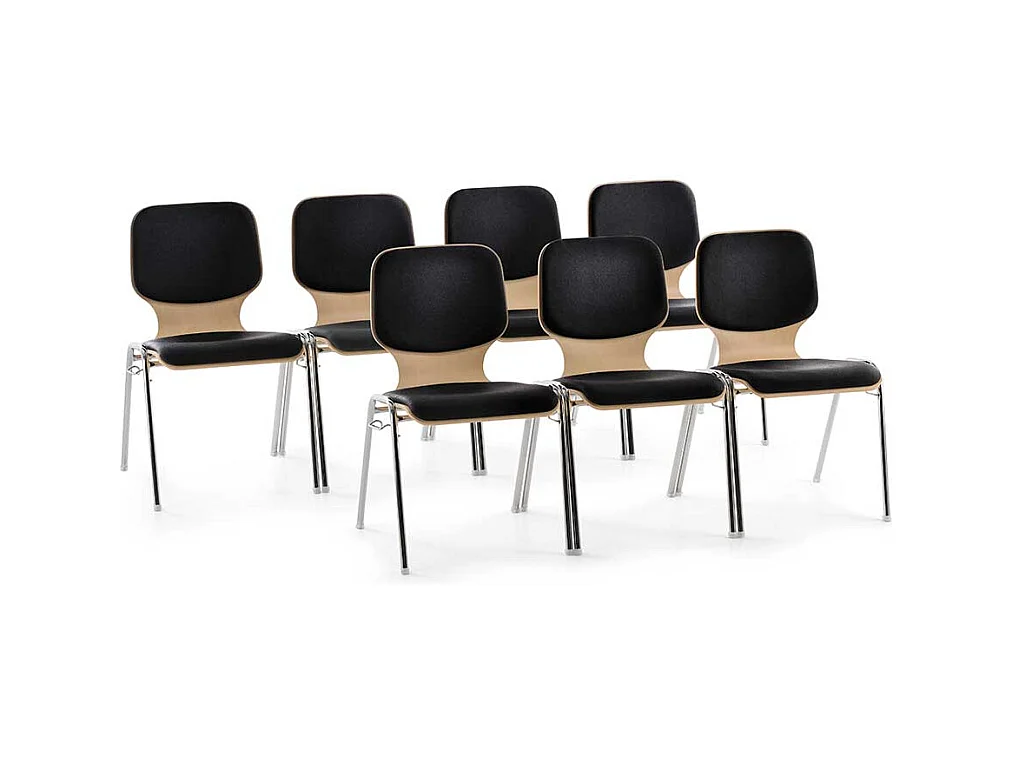 Schwarzer Reihenstuhl stapelbar Gestell aus Metall