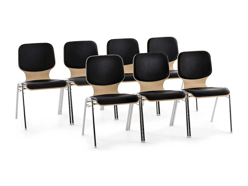 Schwarzer Reihenstuhl stapelbar Gestell aus Metall