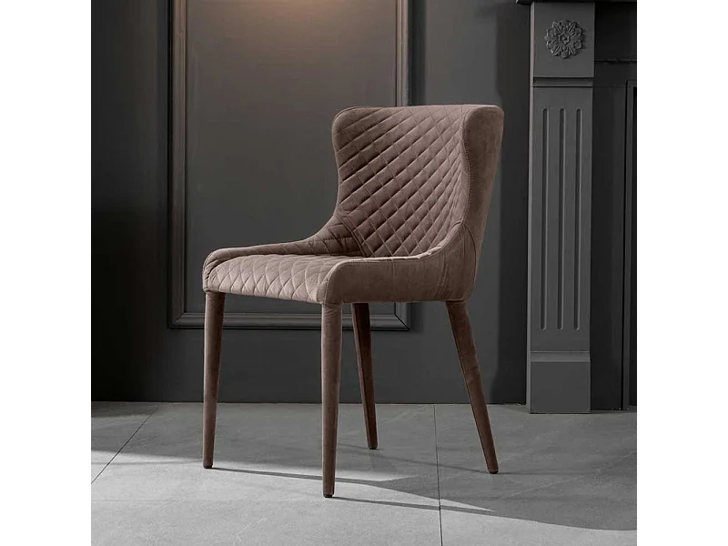 Polsterstuhl gesteppt in Taupe Samt bezogenen Füßen