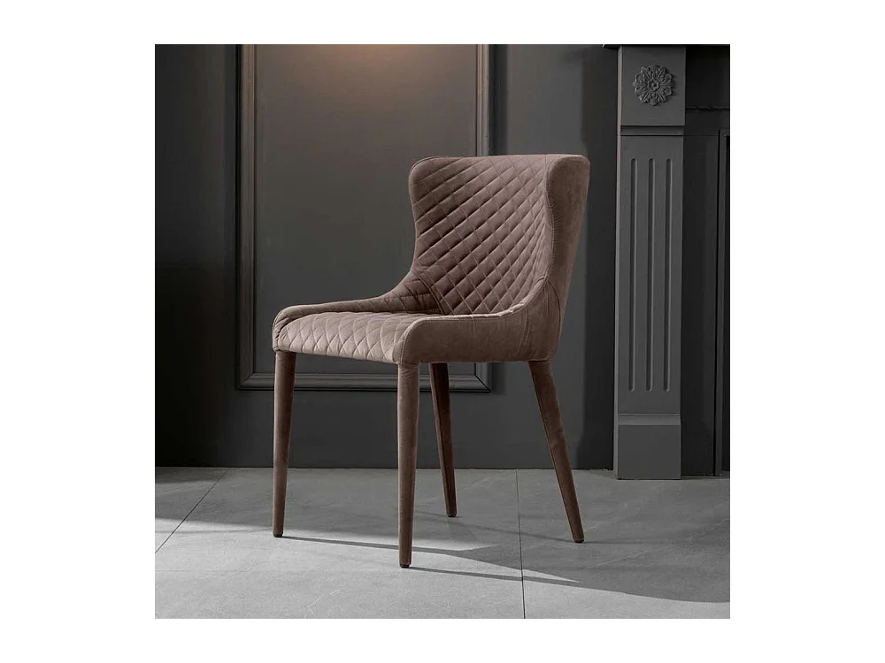 Polsterstuhl gesteppt in Taupe Samt bezogenen Füßen