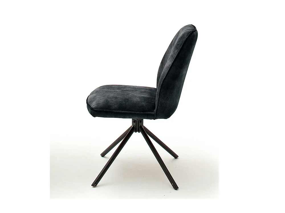 Drehbare Esszimmer Stühle in Anthrazit Velours Metallgestell schwarz (2er Set)