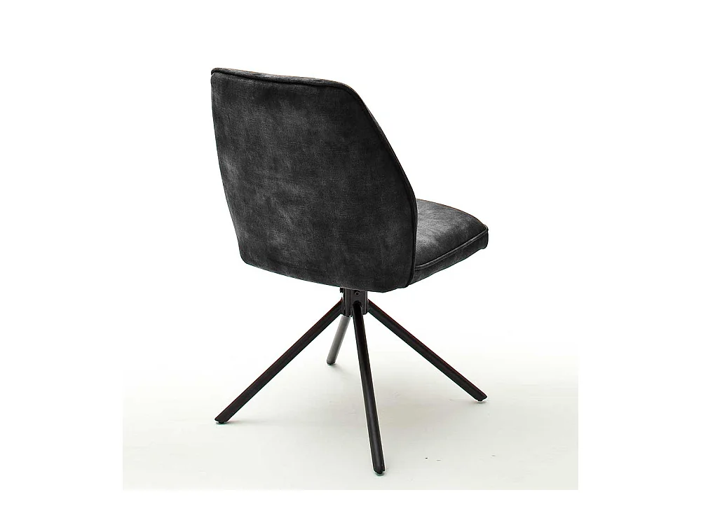 Drehbare Esszimmer Stühle in Anthrazit Velours Metallgestell schwarz (2er Set)