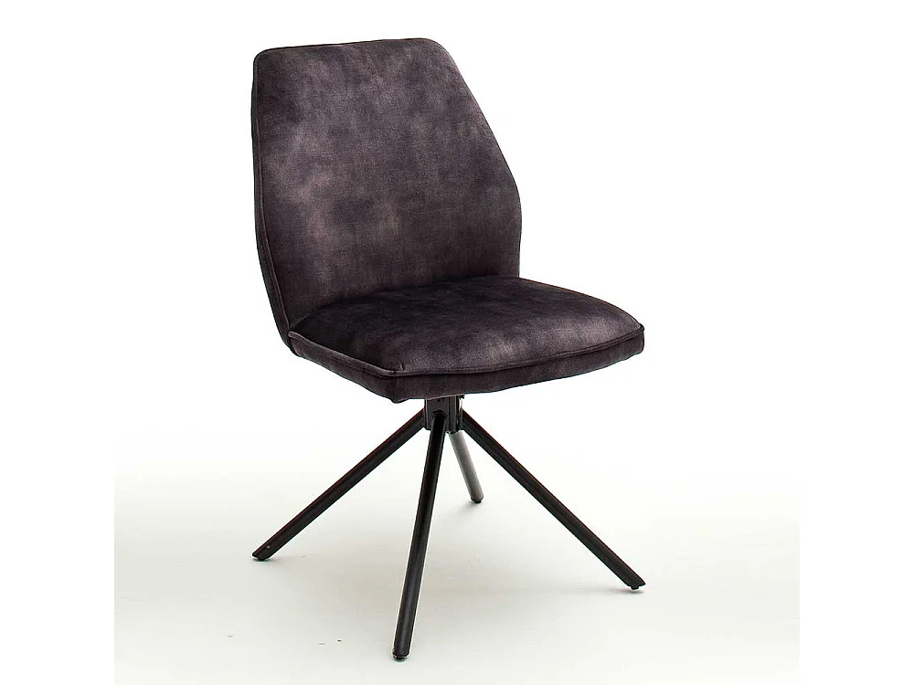 Drehbare Esszimmer Stühle in Anthrazit Velours Metallgestell schwarz (2er Set)