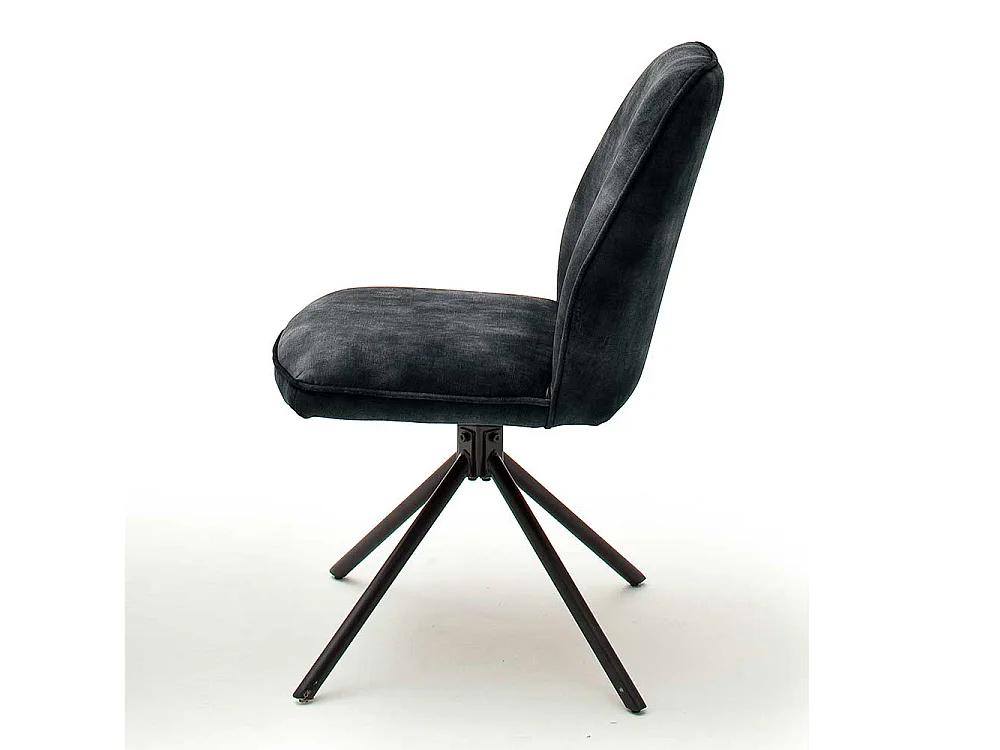 Drehbare Esszimmer Stühle in Anthrazit Velours Metallgestell schwarz (2er Set)