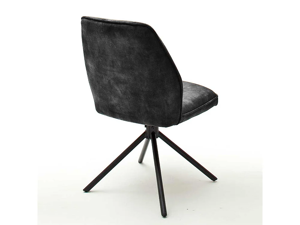 Drehbare Esszimmer Stühle in Anthrazit Velours Metallgestell schwarz (2er Set)