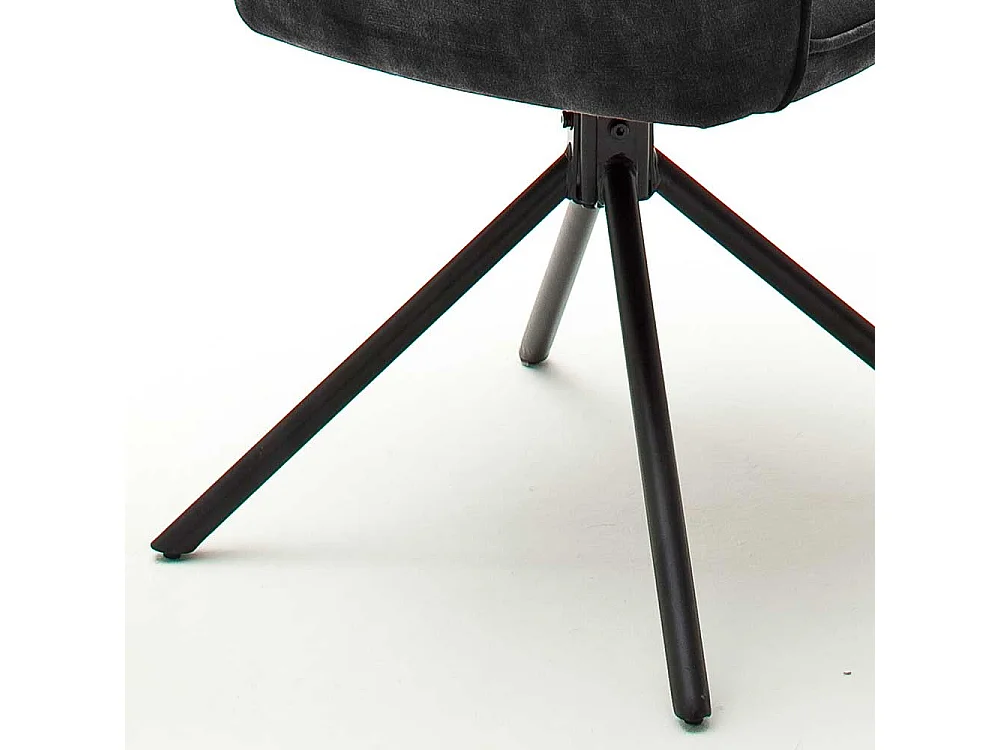 Drehbare Esszimmer Stühle in Anthrazit Velours Metallgestell schwarz (2er Set)