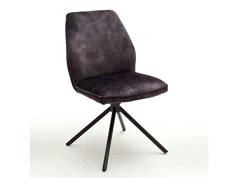 Drehbare Esszimmer Stühle in Anthrazit Velours Metallgestell schwarz (2er Set)