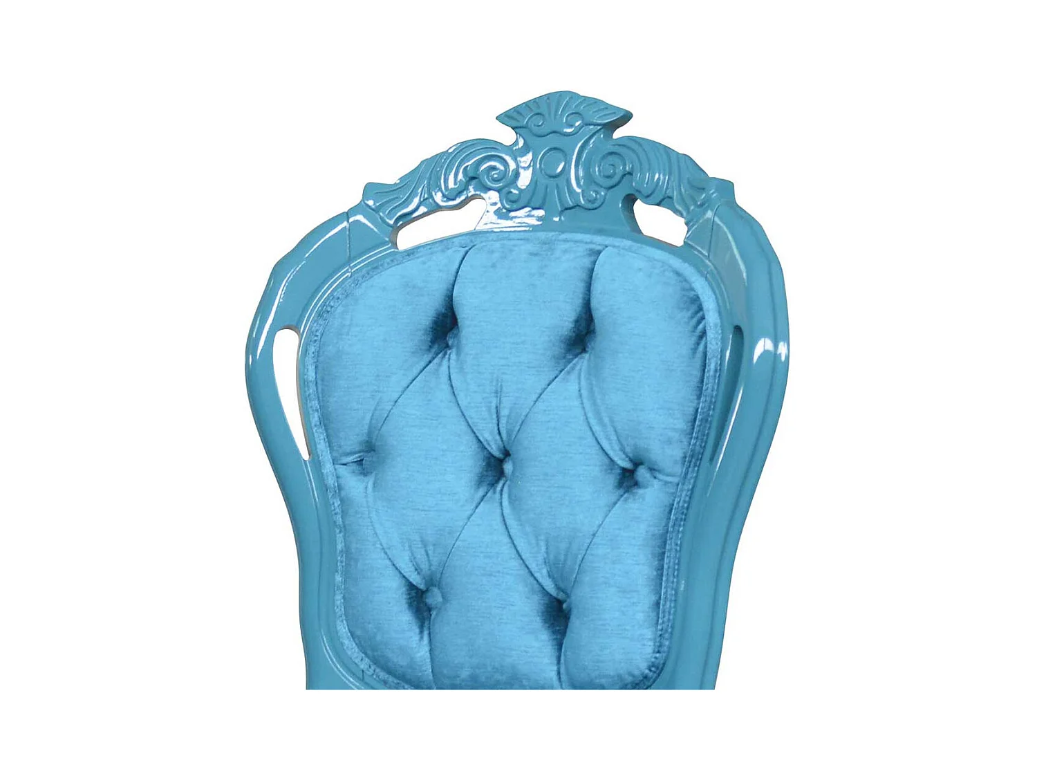 Ausgefallener Stuhl im Barockstil Türkis Samt