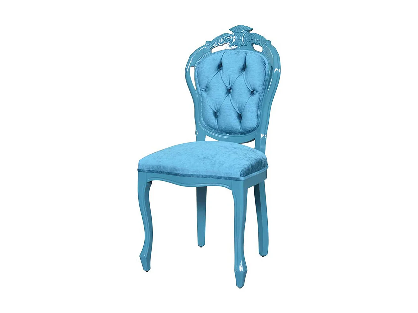 Ausgefallener Stuhl im Barockstil Türkis Samt