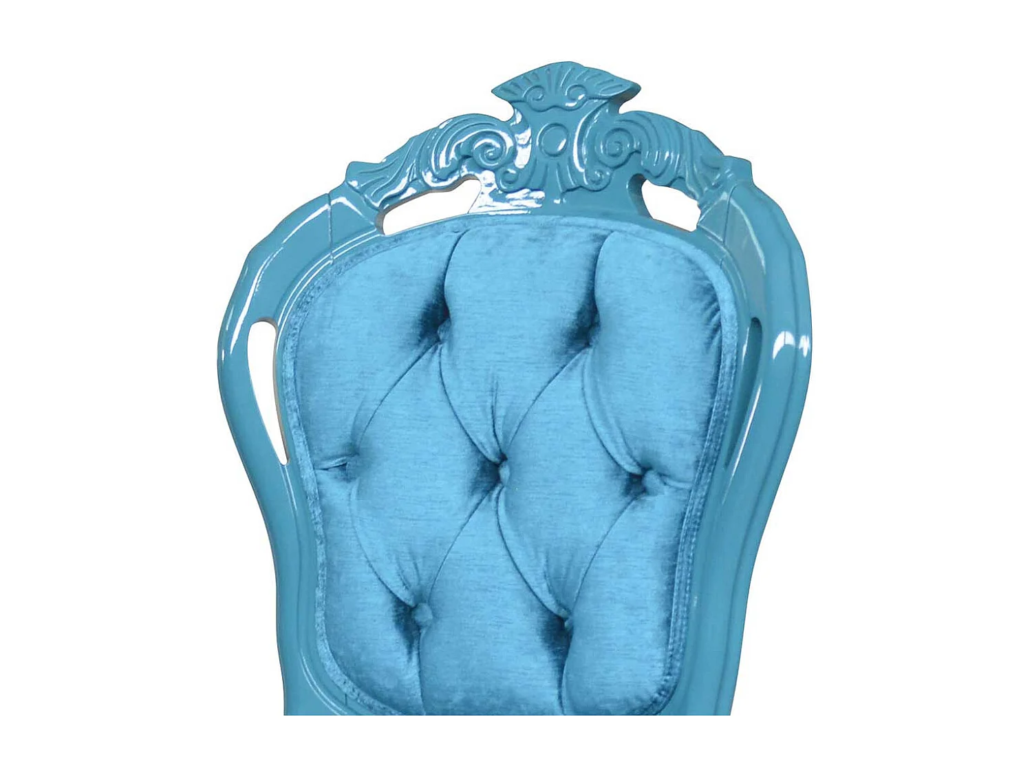 Ausgefallener Stuhl im Barockstil Türkis Samt